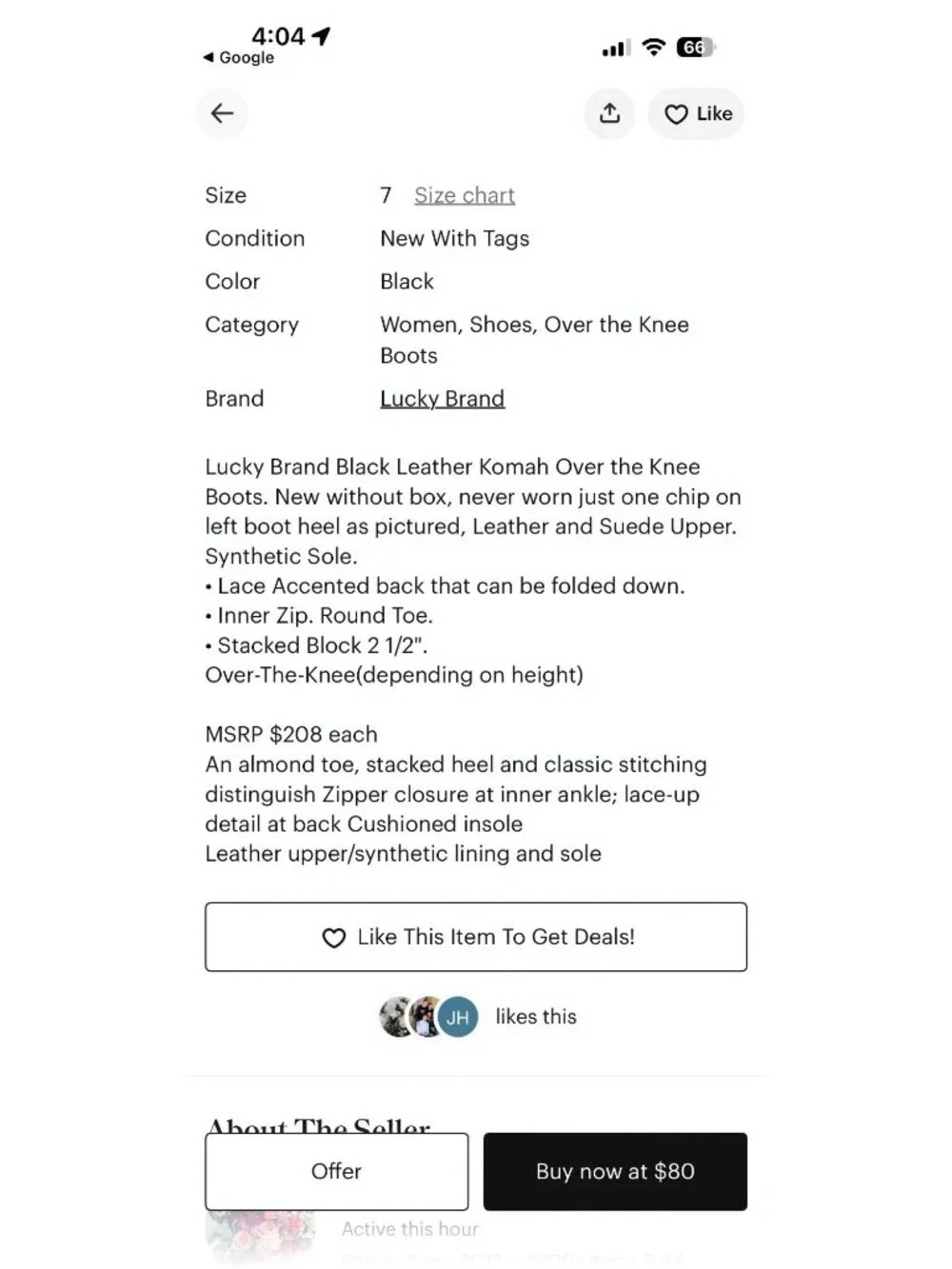 Lucky Brand 7M Komah Over the Knee Black Suede Leather Tall Boots